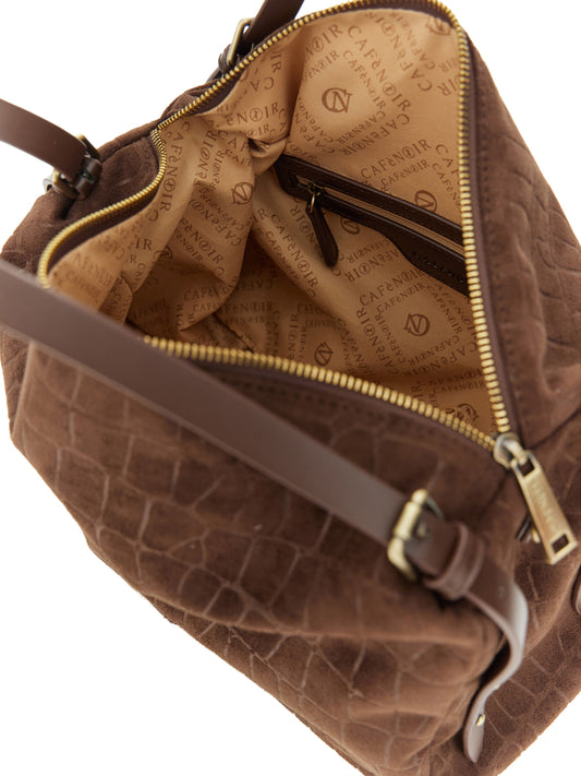 CAFE'NOIR Borsa A Spalla Cafè Noir Morbida Sacca In Materiale Sintetico Effetto Suede - Marrone T.MORO