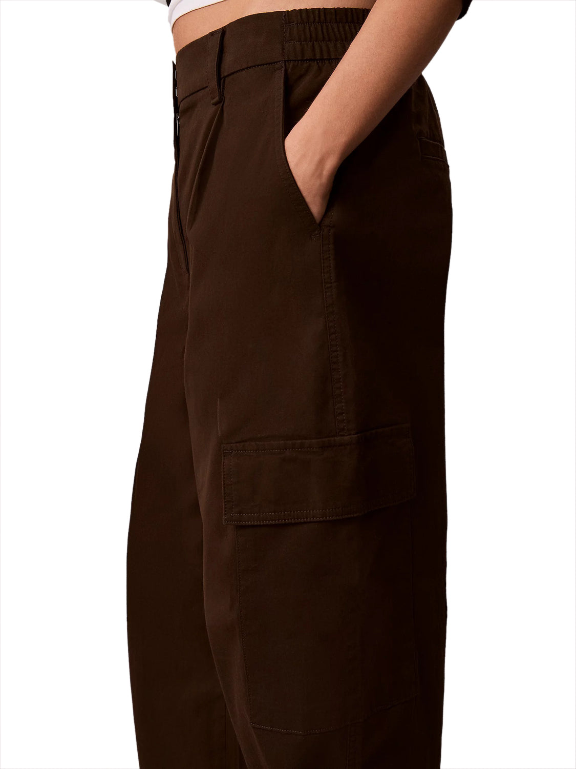 CALVIN2 1USCITA Pantaloni Cargo In Cotone Elasticizzato Calvin Klein - Caffè Dark Coffee