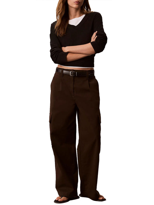 CALVIN2 1USCITA Pantaloni Cargo In Cotone Elasticizzato Calvin Klein - Caffè Dark Coffee