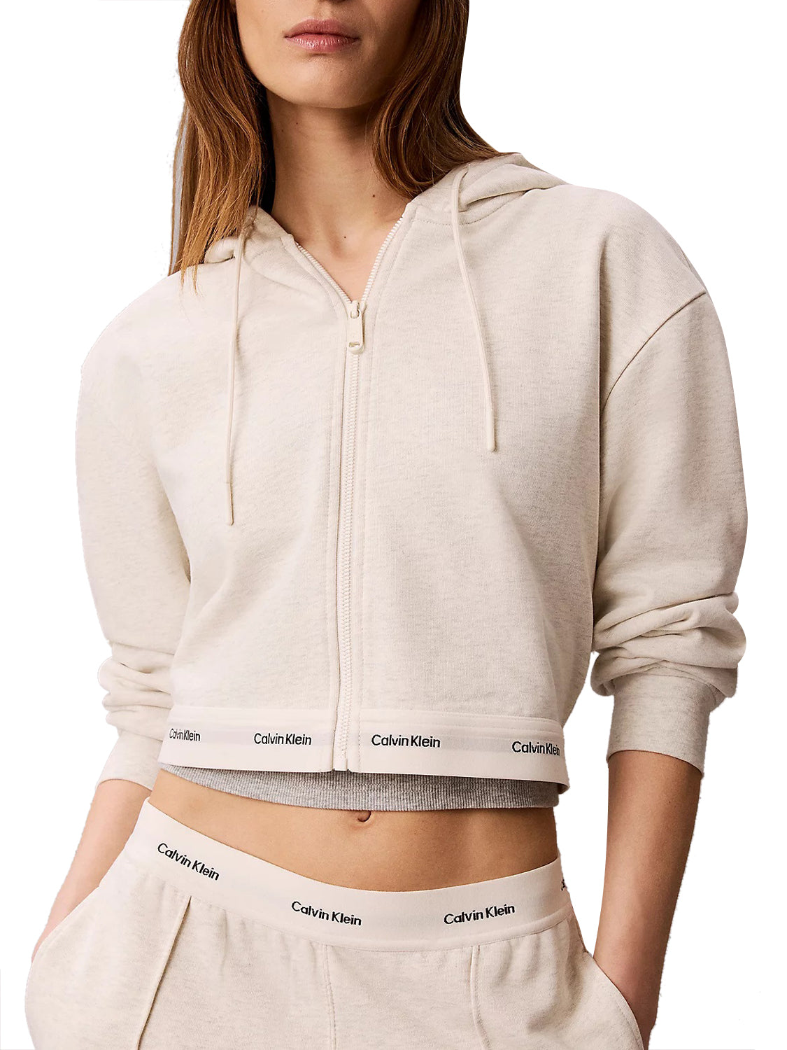 CALVIN2 1USCITA Felpa Con Cappuccio Elasticizzata Calvin Klein - Vaniglia VANILLA