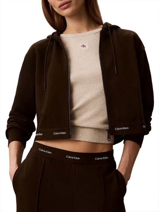 CALVIN2 1USCITA Felpa Con Cappuccio Elasticizzata Calvin Klein - Coffee Dark Coffee