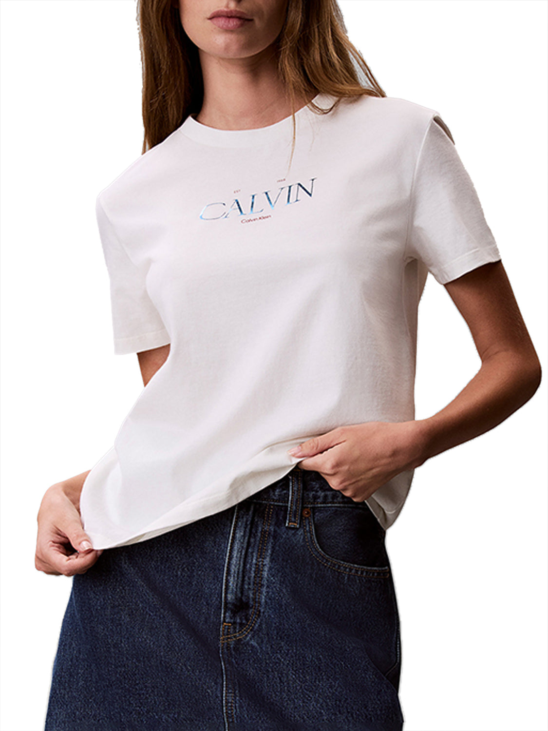 CALVIN2 1USCITA T-Shirt Graphic Tees Calvin Klein - Bianco/Tofu Bianco