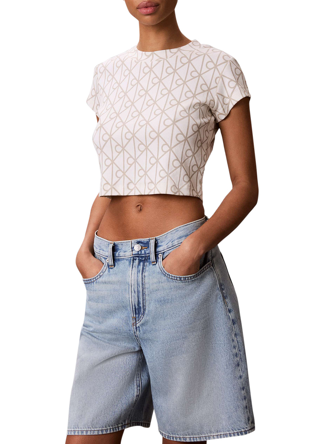 CALVIN2 1USCITA T-shirt Con Stampa Emblema Calvin Klein - Tofu/Beige BIANCO/BEIGE
