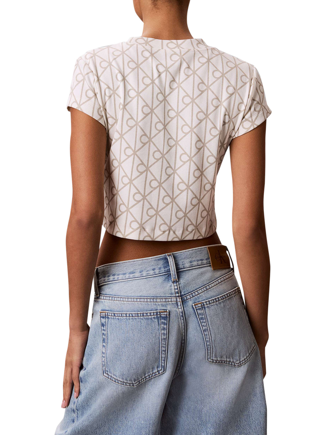 CALVIN2 1USCITA T-shirt Con Stampa Emblema Calvin Klein - Tofu/Beige BIANCO/BEIGE