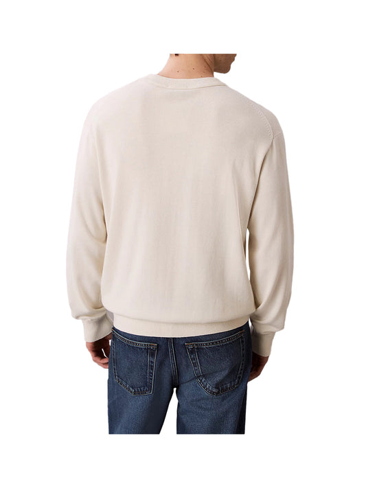 CALVIN2 1USCITA Maglione Calvin Klein Con Monogramma Cotton Relaxed - Avorio Tofu