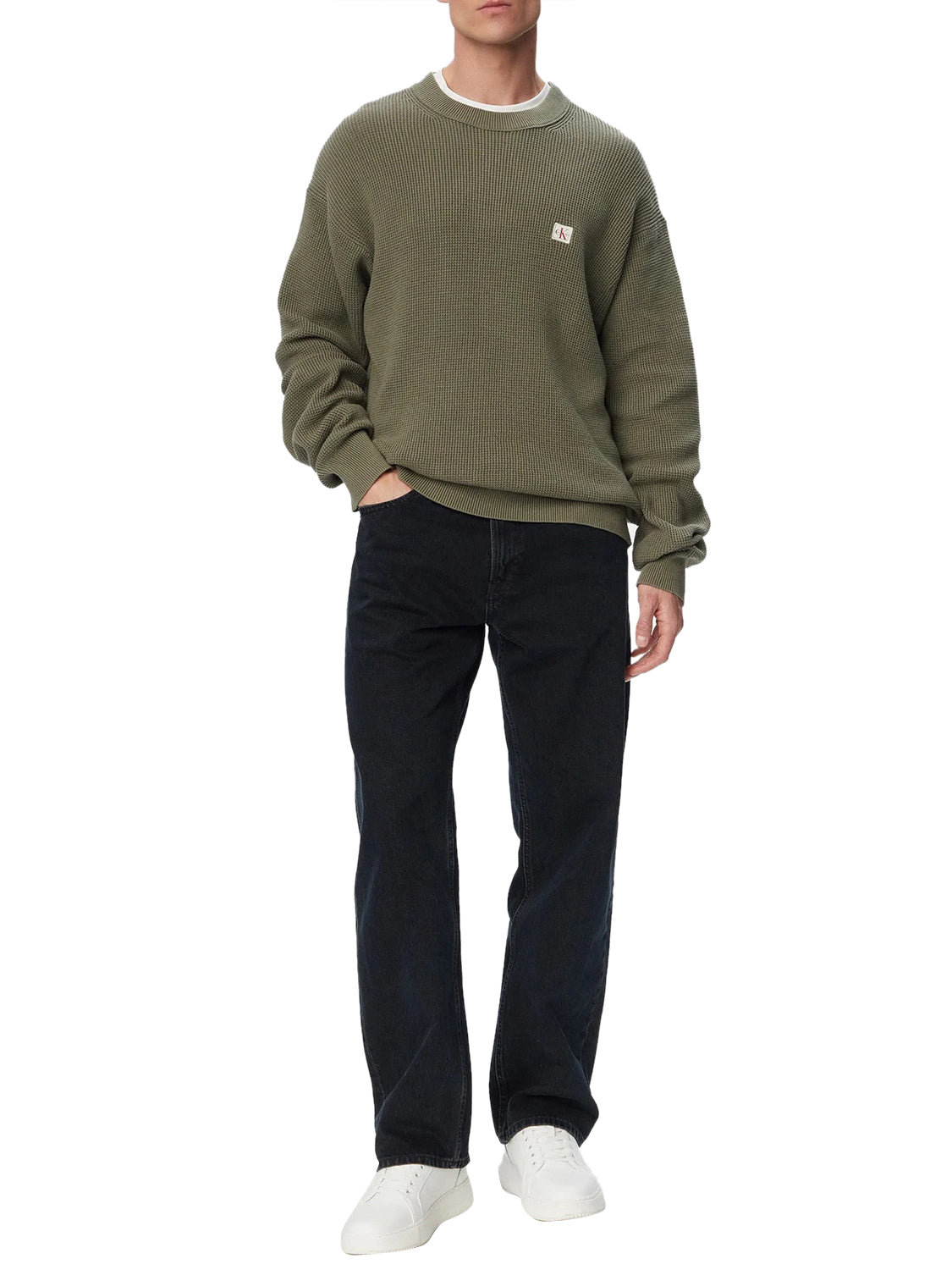 CALVIN2 1USCITA Calvin Klein Maglia Logo Frontale Olive Dusty Olive