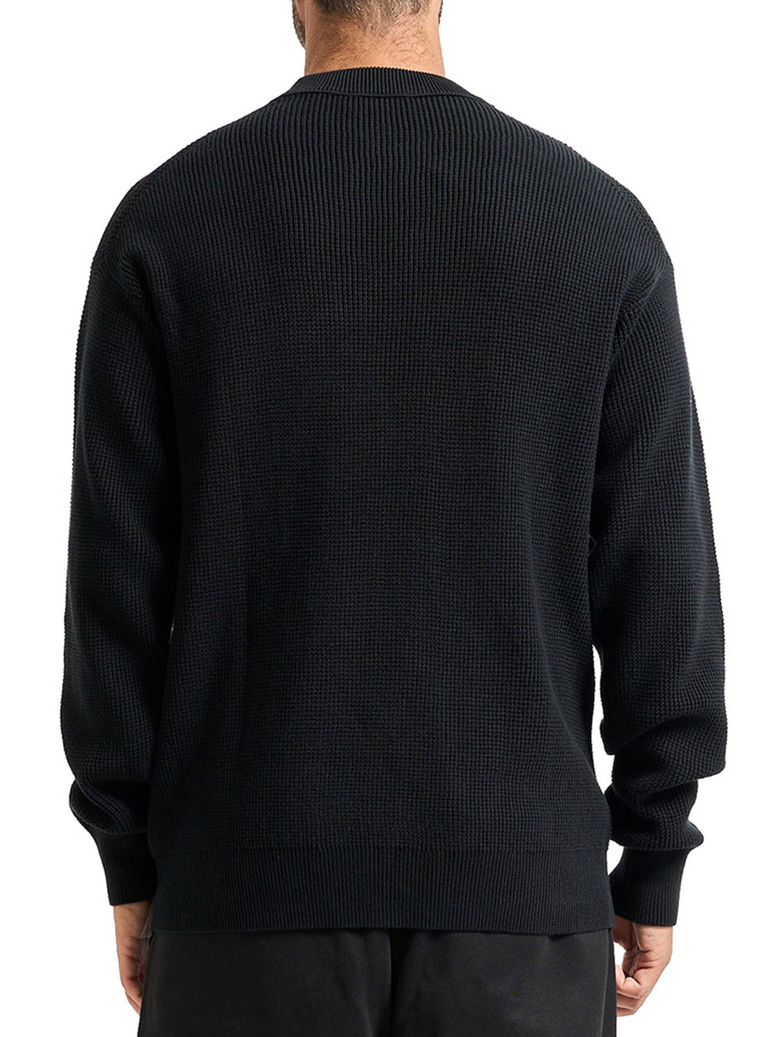 CALVIN2 1USCITA Maglione Calvin Klein Cotton Waffle - Nero BLACK