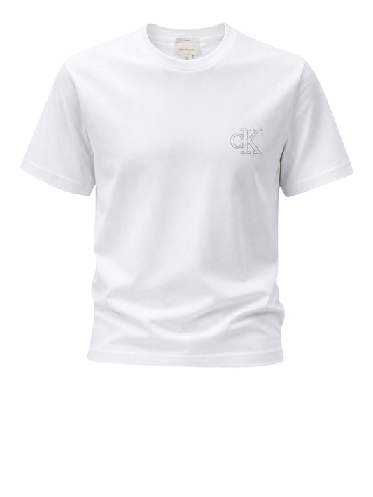 CALVIN2 1USCITA Calvin Klein T-Shirt Logo Monogramma Bianco Bright White