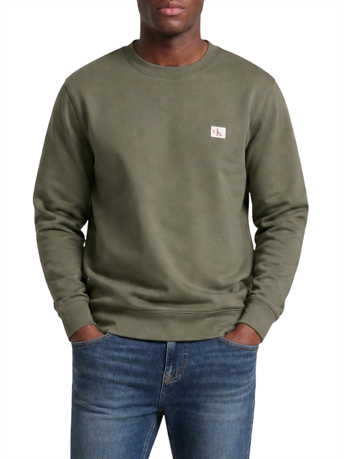 CALVIN2 1USCITA Calvin Klein Felpa Logo Ricamato Olive Dusty Olive
