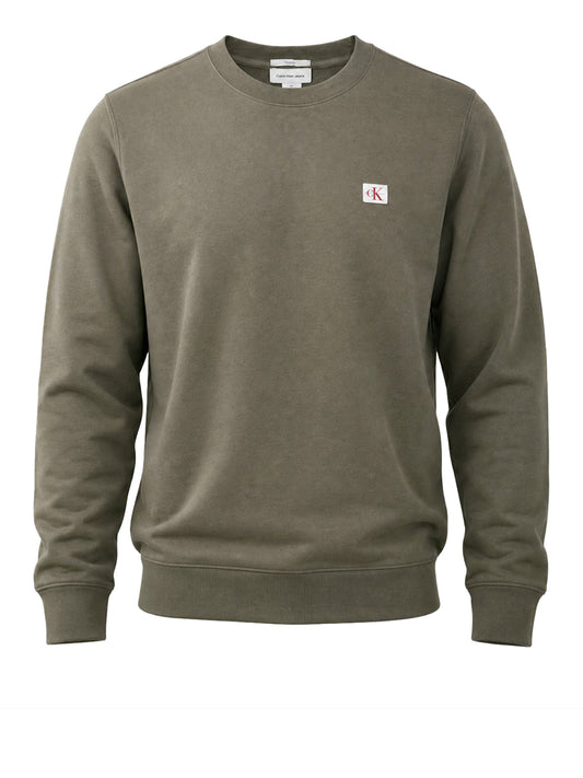CALVIN2 1USCITA Calvin Klein Felpa Logo Ricamato Olive Dusty Olive