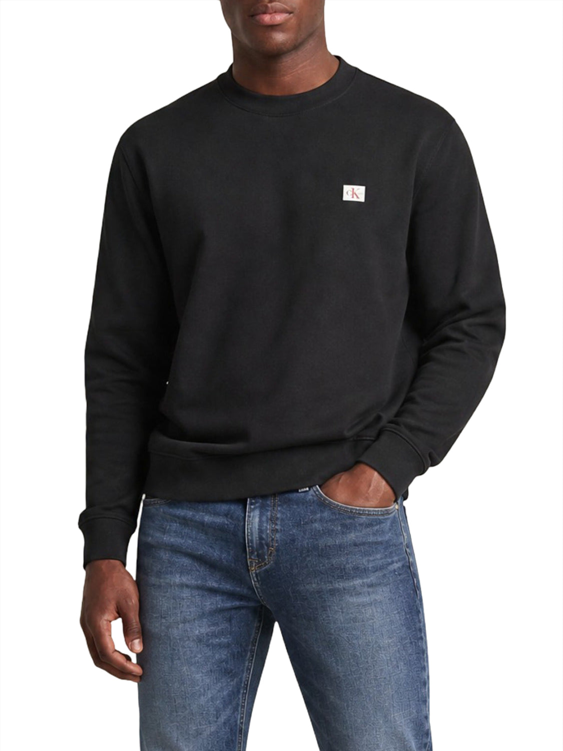 CALVIN2 1USCITA Calvin Klein Felpa Logo Ricamato Nero BLACK