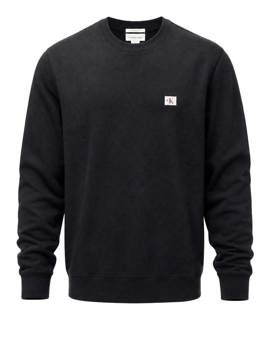 CALVIN2 1USCITA Calvin Klein Felpa Logo Ricamato Nero BLACK