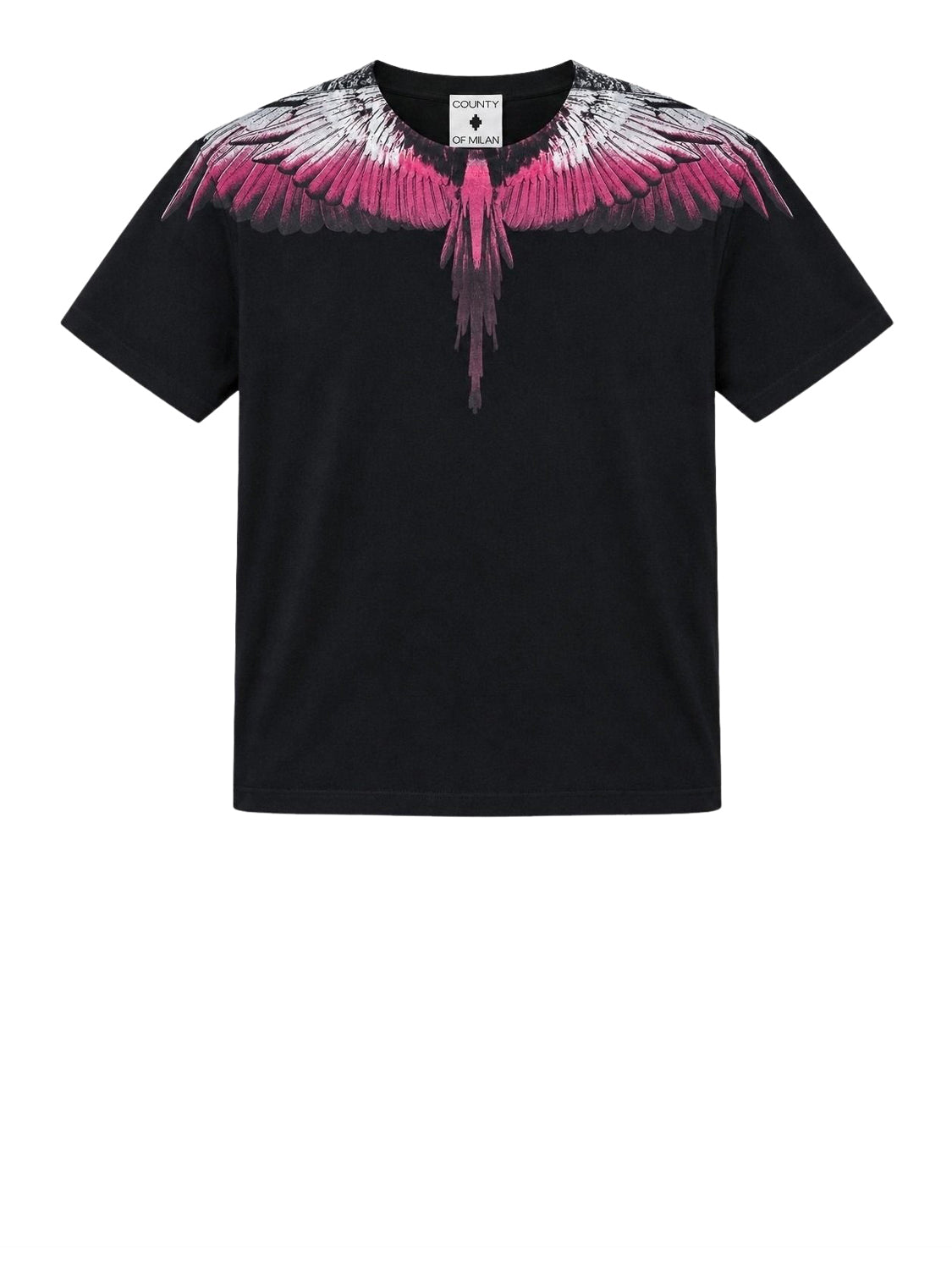 COUNTY OF MILAN T-Shirt Marcelo Burlon Con Stampa Nero Nero_Wings Pink-Bianco