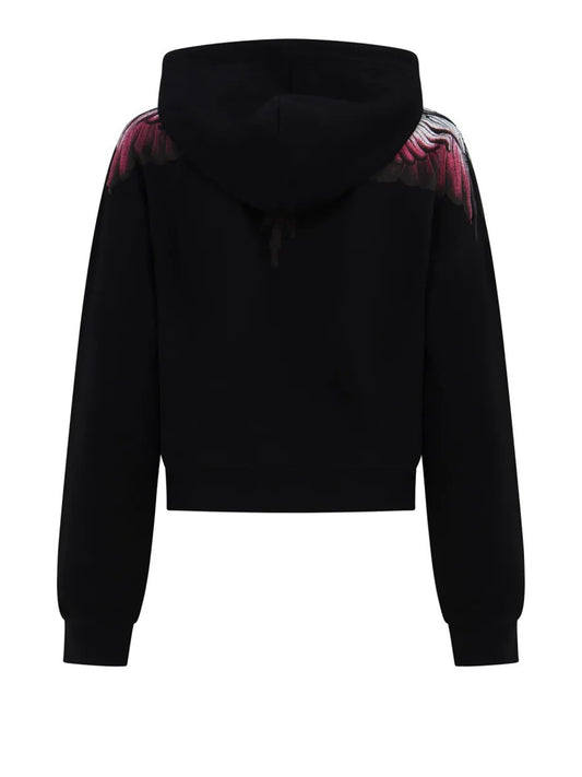 COUNTY OF MILAN Felpa Marcelo Burlon Stampa Wings Nero Nero_Wings Pink-Bianco