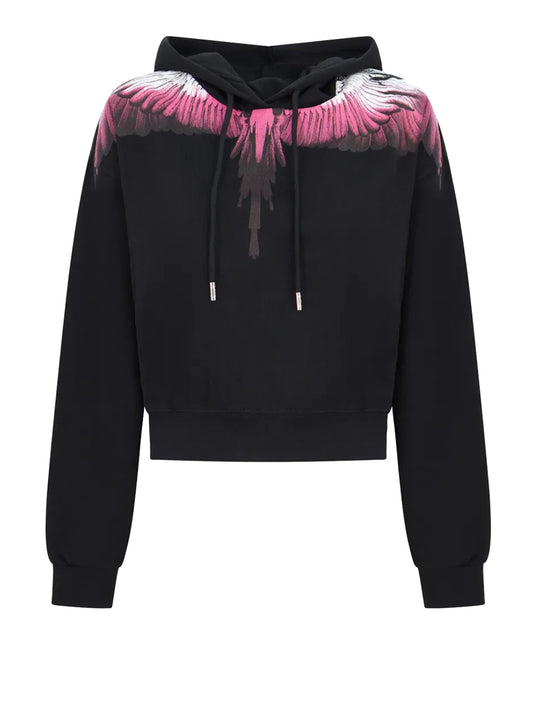 COUNTY OF MILAN Felpa Marcelo Burlon Stampa Wings Nero Nero_Wings Pink-Bianco