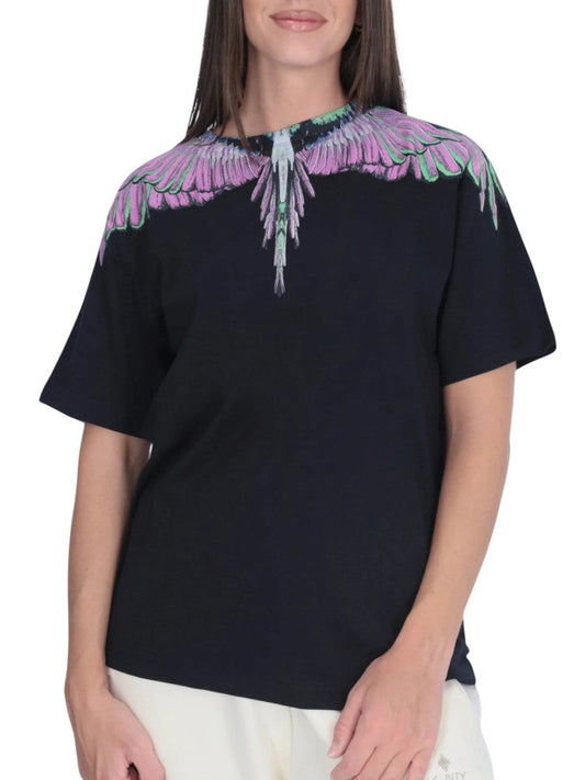 COUNTY OF MILAN Felpa Marcelo Burlon Stampa Wings Nero Nero_Wings Pink-Bianco