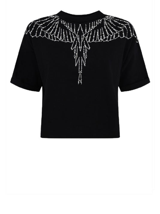 COUNTY OF MILAN T-Shirt County Of Milan Con Stampa Nero Nero_Wings Pink-Bianco