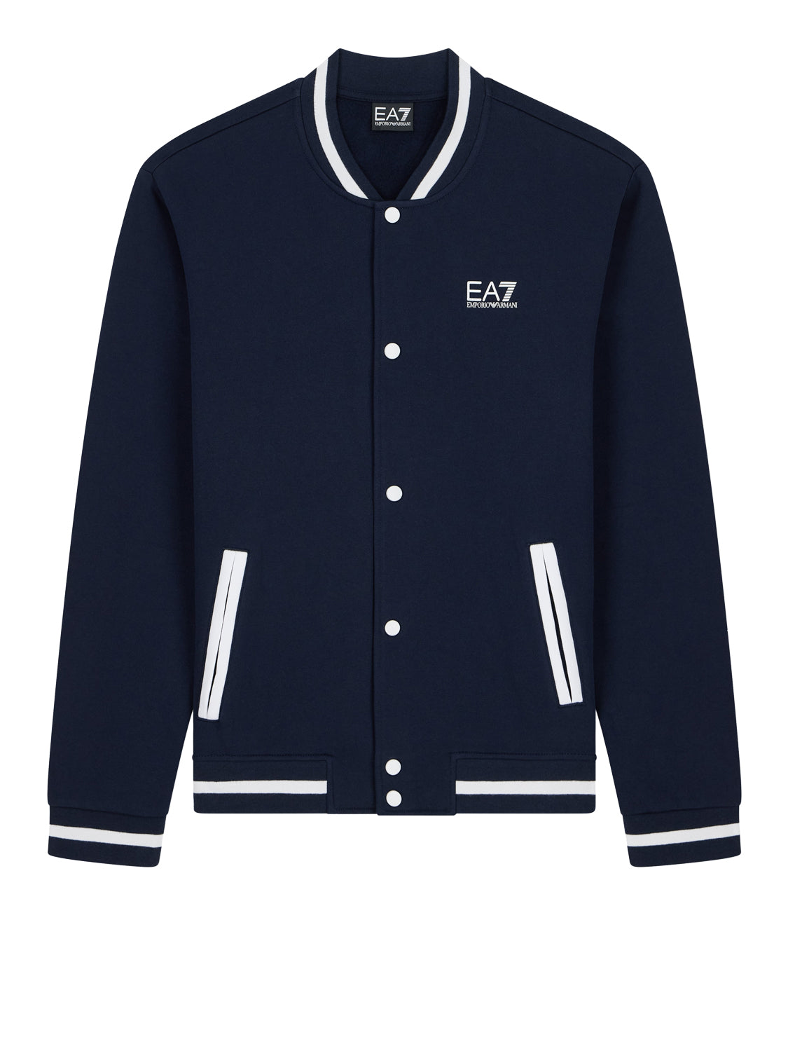 EA7 Felpa Ea7 Core Identity in cotone con collo baseball - Navy Armani Blue