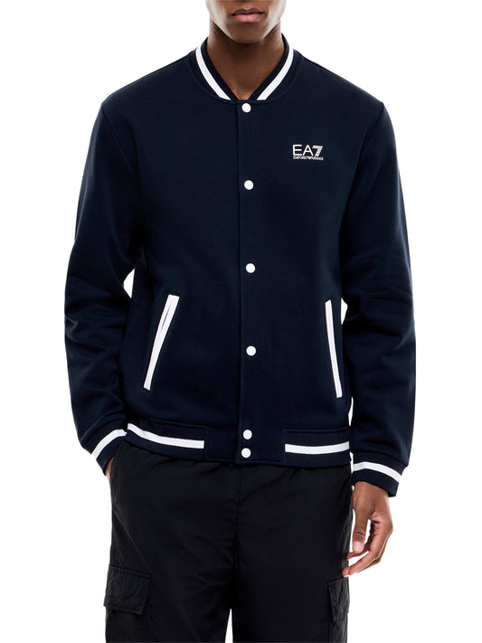 EA7 Felpa Ea7 Core Identity in cotone con collo baseball - Navy Armani Blue