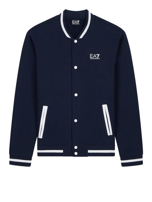 EA7 Felpa Ea7 Core Identity in cotone con collo baseball - Navy Armani Blue