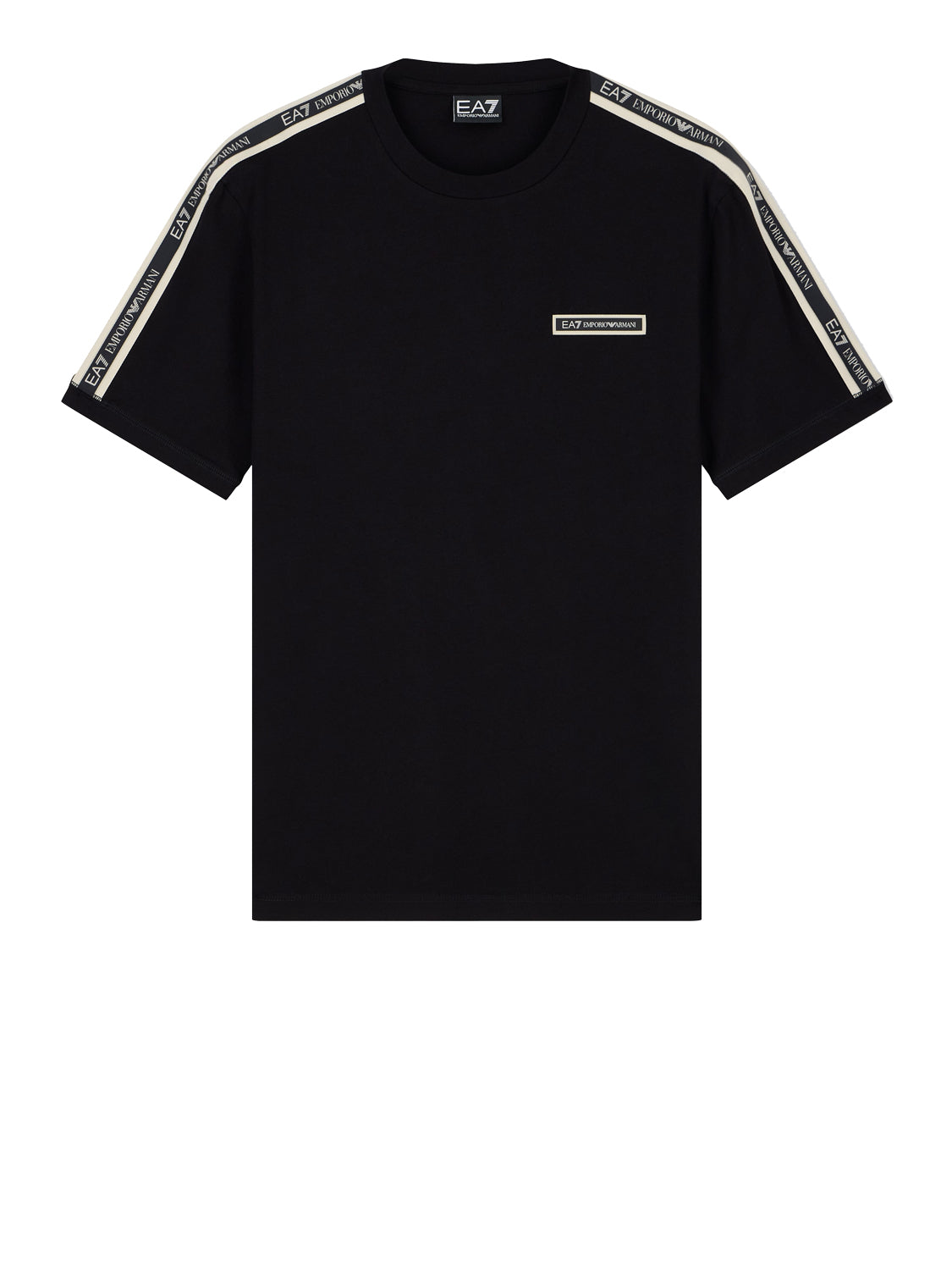EA7 T-shirt Ea7 Logo Series in cotone con bande sulle spalle - Nero BLACK