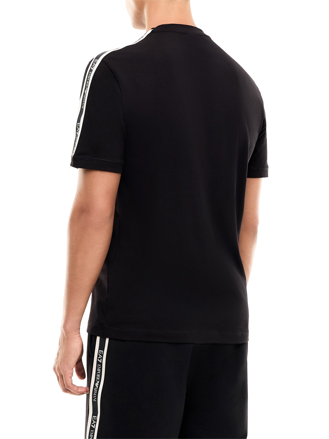 EA7 T-shirt Ea7 Logo Series in cotone con bande sulle spalle - Nero BLACK