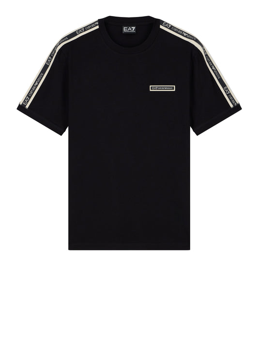 EA7 T-shirt Ea7 Logo Series in cotone con bande sulle spalle - Nero BLACK
