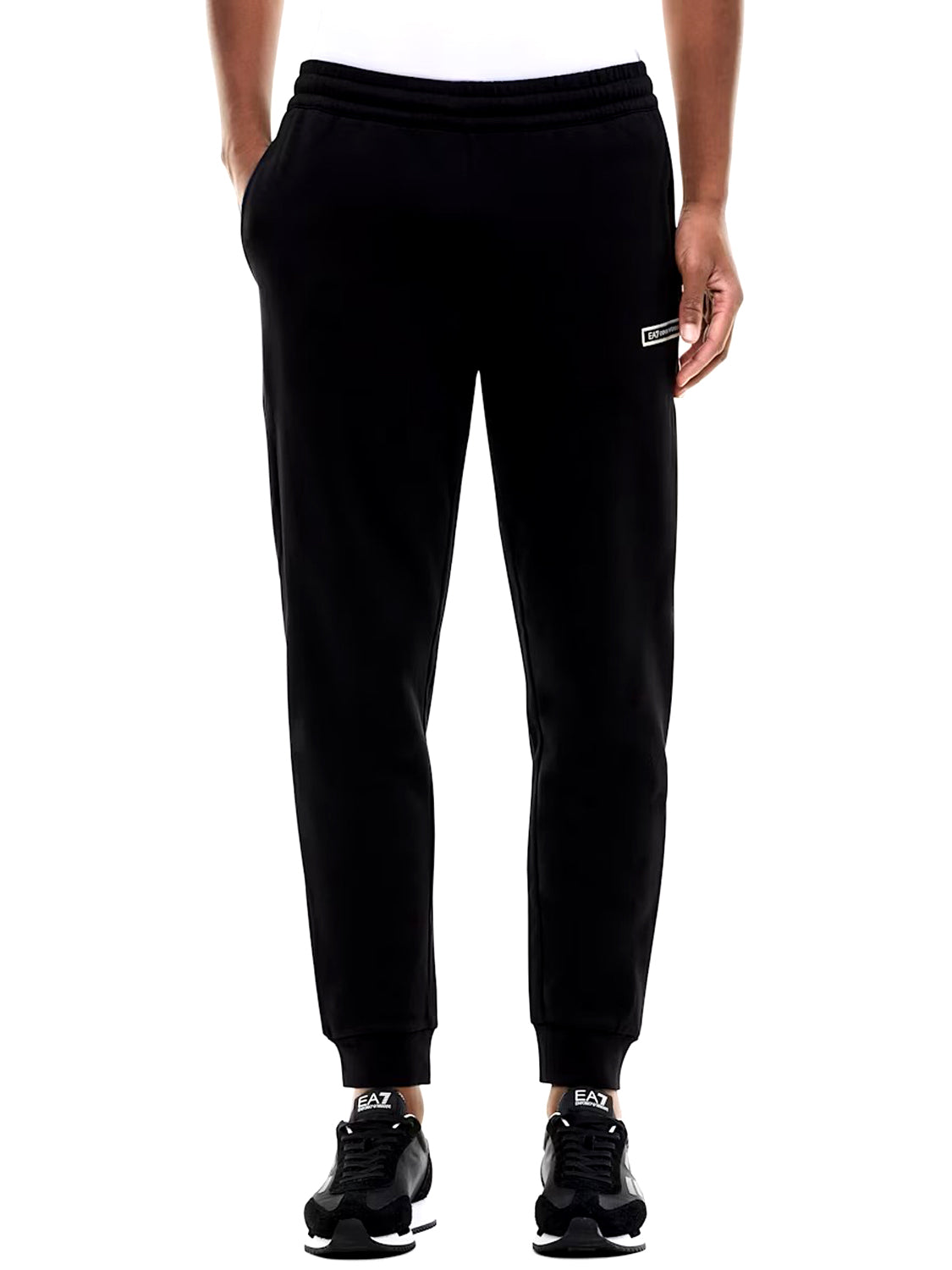 EA7 Pantaloni Logo Series slim con bande laterali EA7 - Nero BLACK