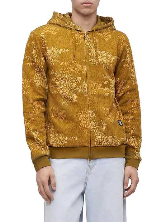 EA7 Ea7 Felpa Logo Series full zip con cappuccio in misto cotone Senape Fancy Tapenade Ea7 M