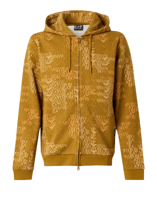 EA7 Ea7 Felpa Logo Series full zip con cappuccio in misto cotone Senape Fancy Tapenade Ea7 M