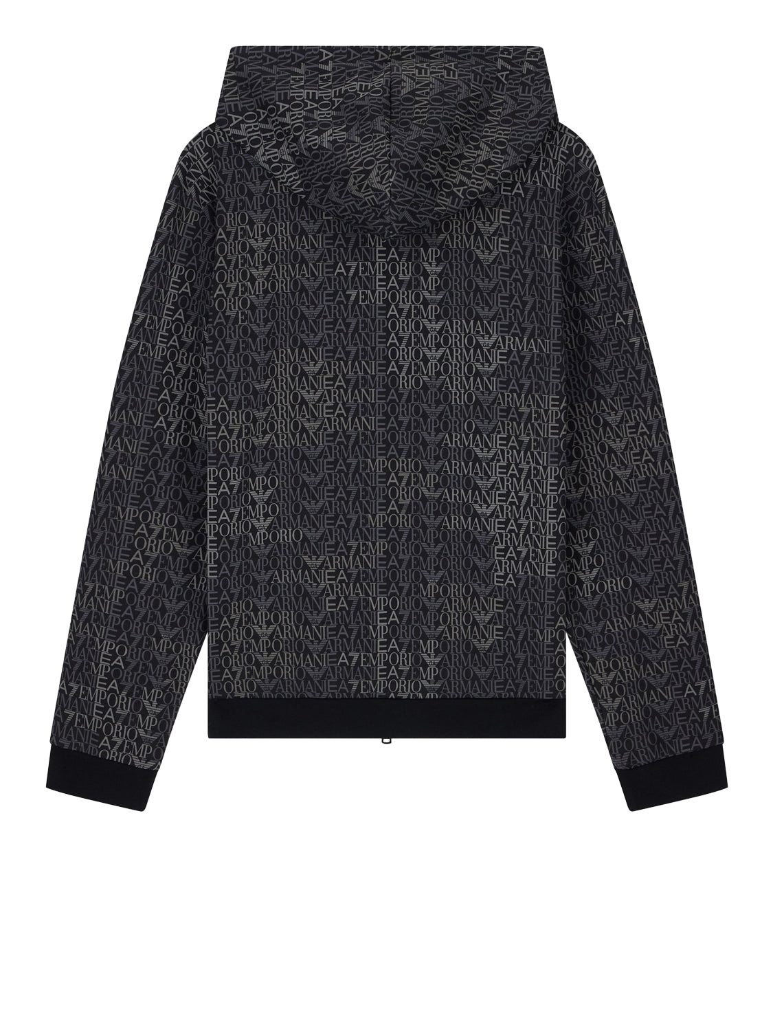 EA7 Ea7 Felpa Logo Series full zip con cappuccio in misto cotone Nero Fancy Black Ea7 Mono