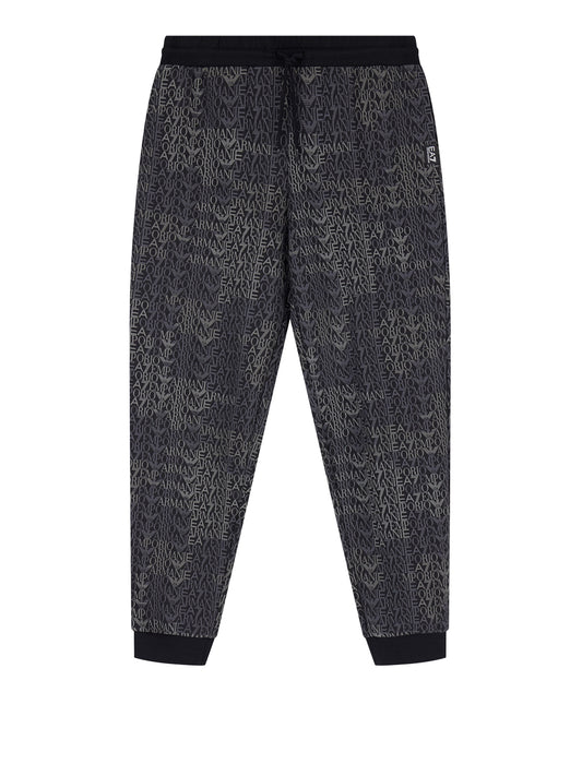 EA7 Pantaloni Tuta jogger logo series misto cotone monogramma - Nero Fancy Black Ea7 Mono