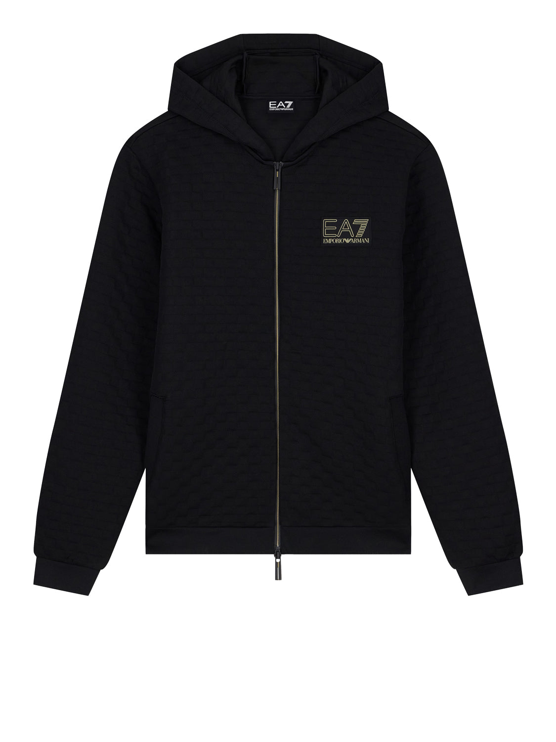 EA7 Felpa Ea7 Premium Label con cappuccio e zip intera - Nero BLACK