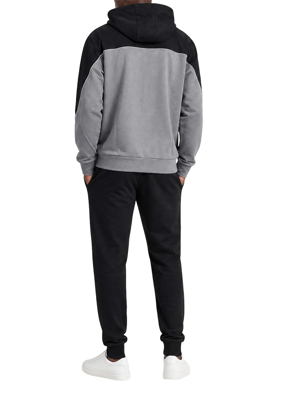 EA7 Ea7 Tuta regular fit in cotone con cappuccio e zip - Grigio GREY/BLACK
