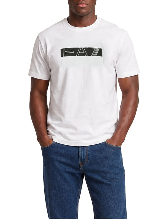 EA7 T-shirt Ea7 Visibility in jersey di cotone - Bianco WHITE/BLACK