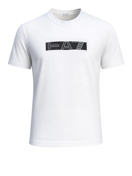EA7 T-shirt Ea7 Visibility in jersey di cotone - Bianco WHITE/BLACK