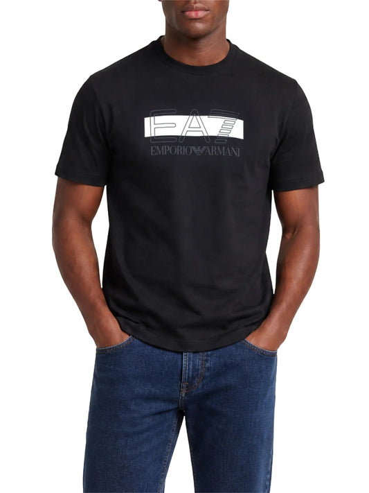 EA7 T-shirt Ea7 Visibility in jersey di cotone - Nero BLACK/WHITE