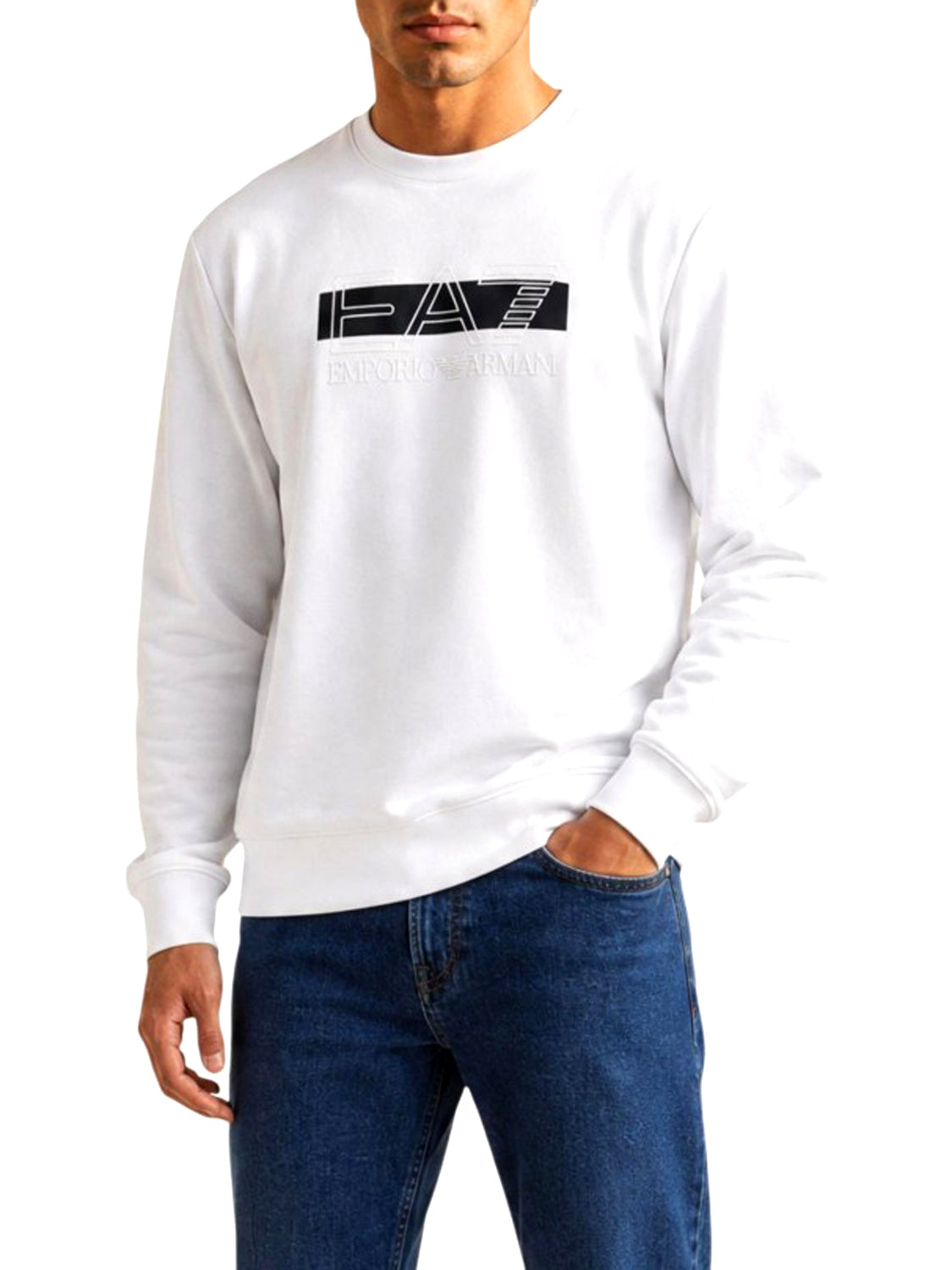 EA7 Felpa Girocollo EA7 - Bianco/Nero WHITE/BLACK
