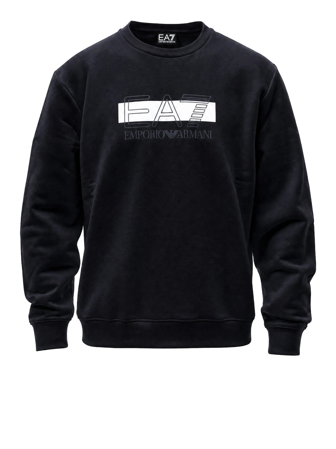 EA7 Felpa Visibility in cotone con dettagli in maglia - Nero BLACK/WHITE