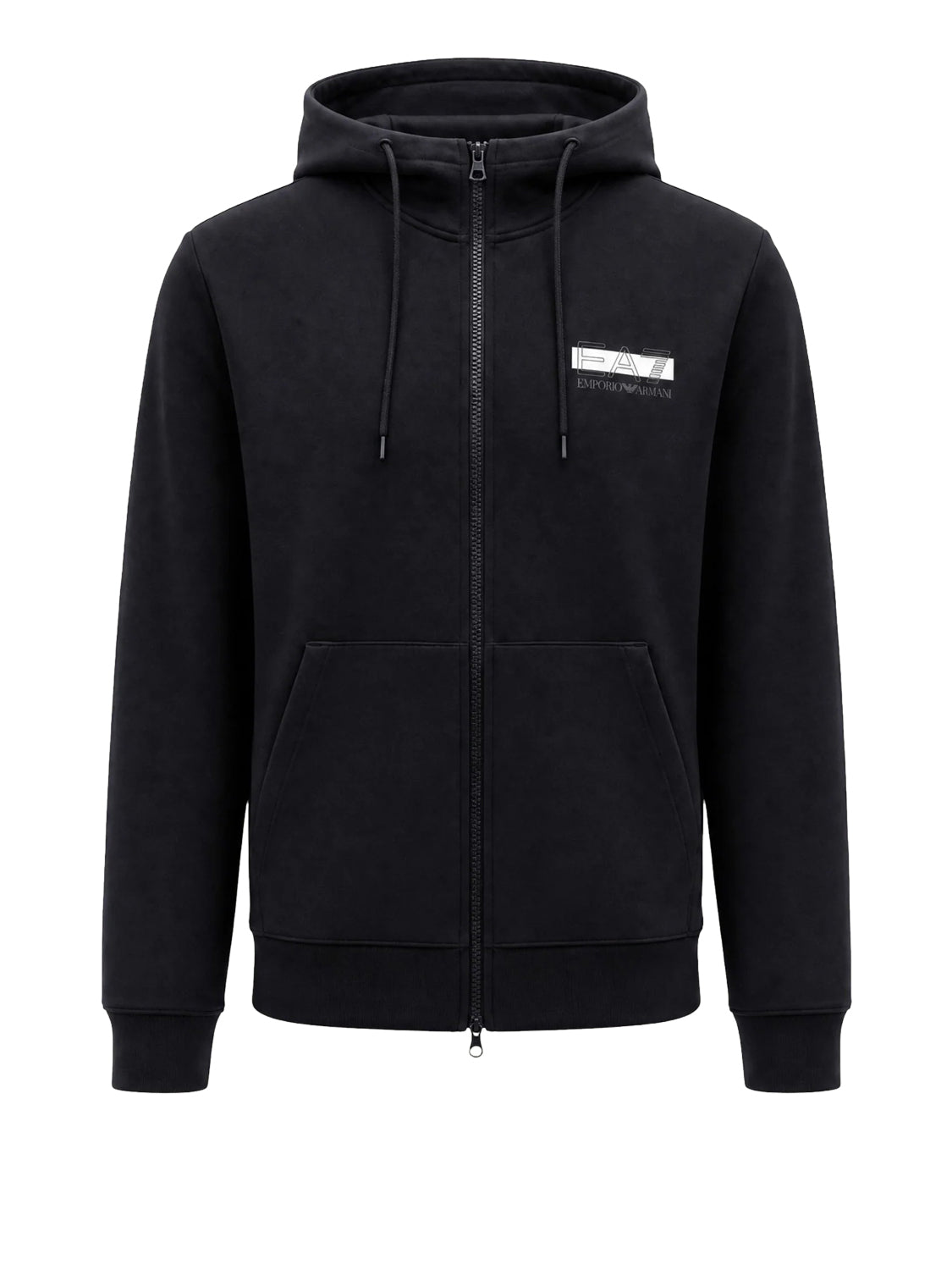 EA7 Tuta Visibilità Ea7 in tessuto misto cotone con cappuccio e zip - Nero BLACK/WHITE
