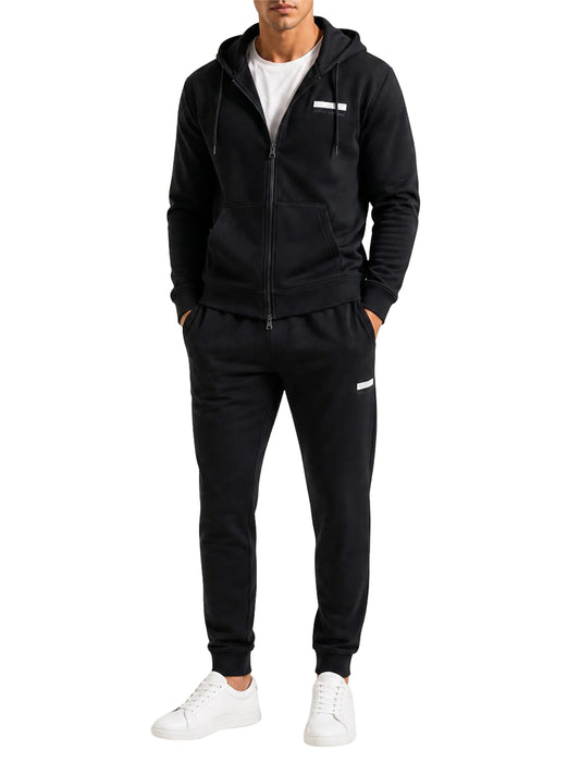 EA7 Tuta Visibilità Ea7 in tessuto misto cotone con cappuccio e zip - Nero BLACK/WHITE
