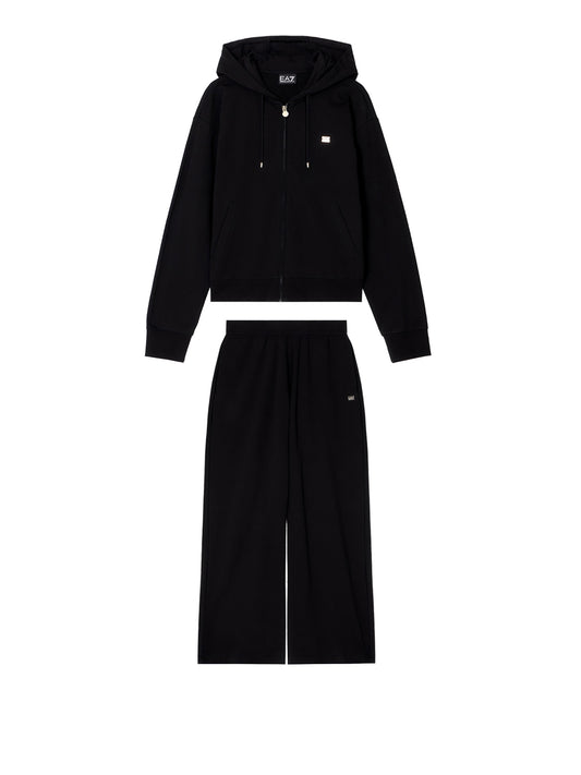 EA7 Tuta Ea7 cotone stretch con cappuccio e pantaloni ampi Core Lady Nero BLACK