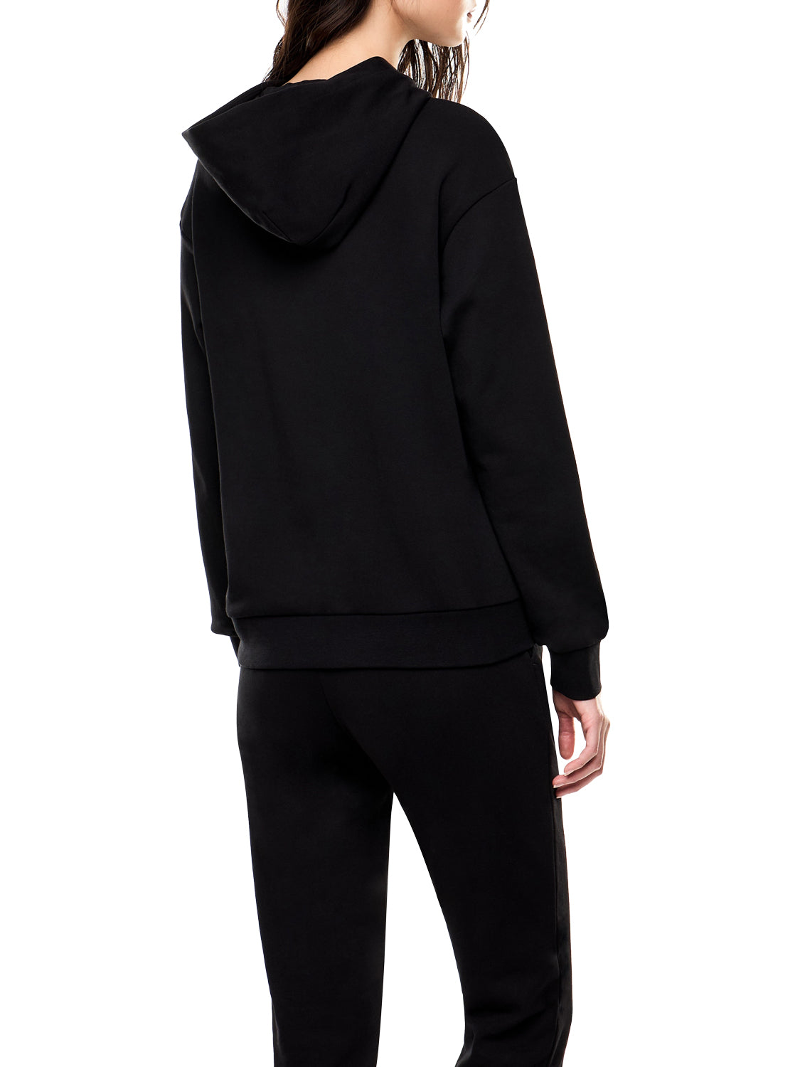 EA7 Felpa Con Cappuccio Elasticizzata Con Micro Borchie Della Serie Logo EA7 - Nero Black / Black