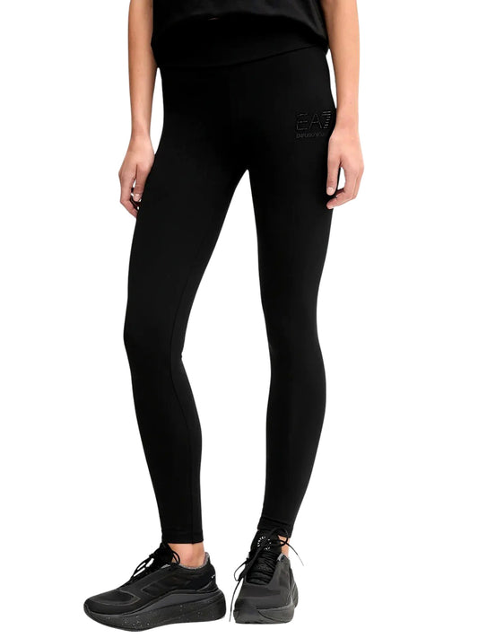 EA7 Leggings Logo Series Strass Tono Su Tono EA7 - Nero Black / Black