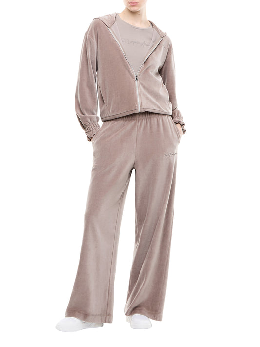 EA7 Pantatuta Ea7 Athletic Velour in velour morbido a gamba ampia - Cinder Cinder