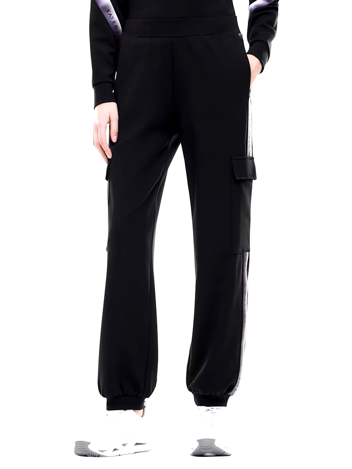 EA7 Pantaloni Natural Ventus 7 Con Tasche Cargo E Bande EA7 - Nero BLACK