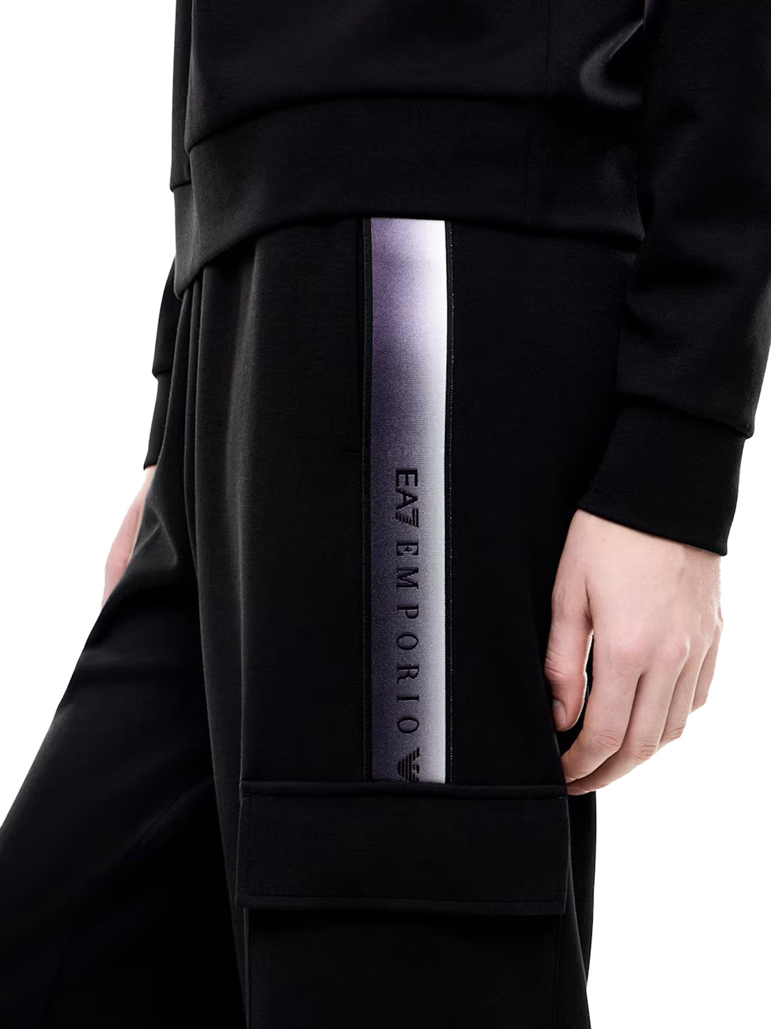 EA7 Pantaloni Natural Ventus 7 Con Tasche Cargo E Bande EA7 - Nero BLACK