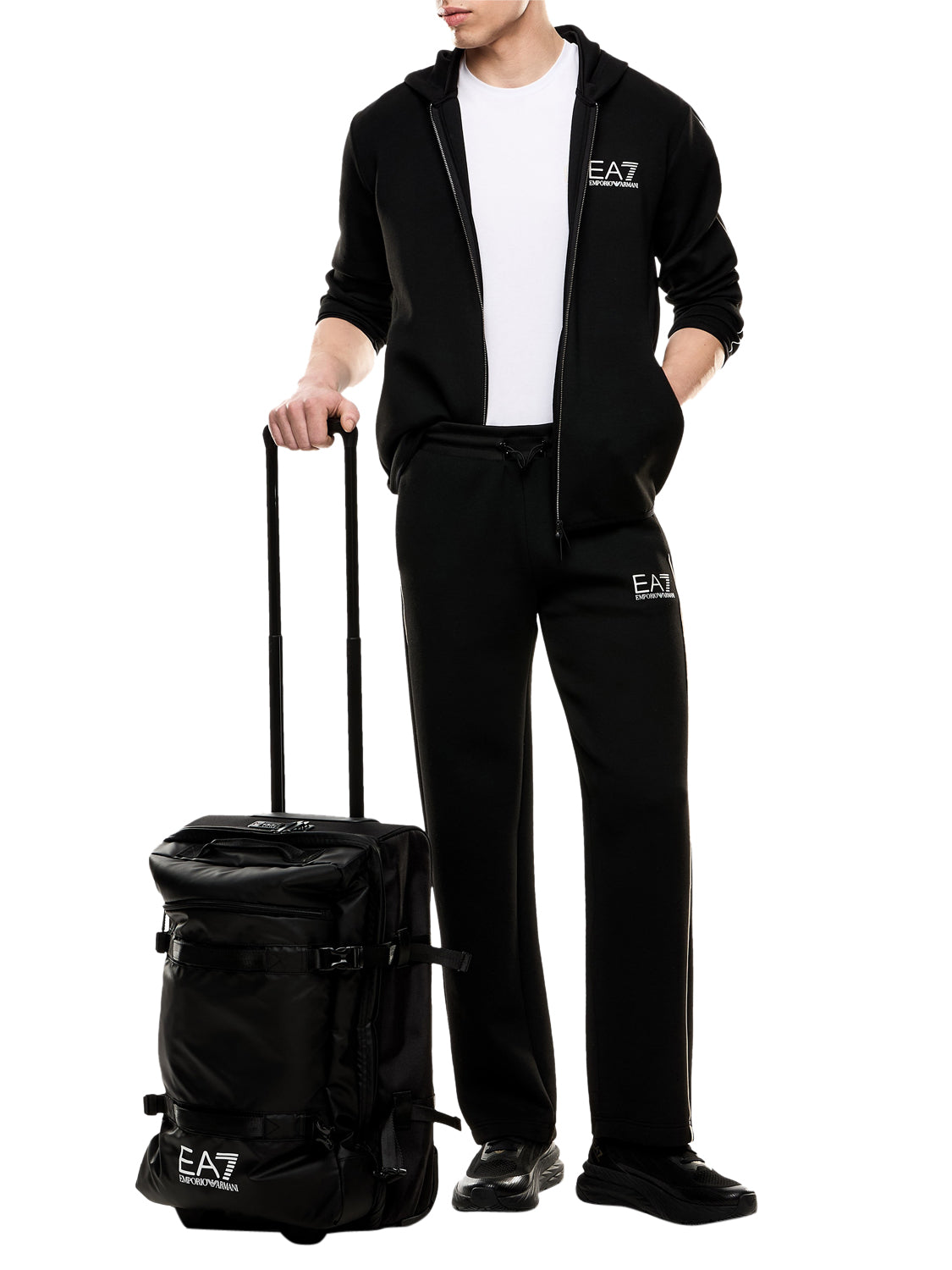 EA7 Ea7 Trolley resistente da cabina in tessuto tecnico con zip - Nero Black Beauty