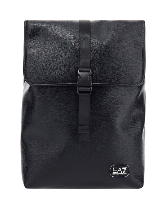 EA7 Ea7 Zaino con finitura martellata e chiusura a fibbia - Nero BLACK