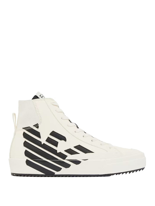 EA7 Sneaker Alta Con Motivo Geometrico EA7 - Bianco Off White+Black